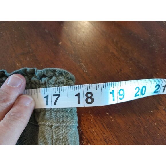Womens Wide Leg Linen Blend Pull On Drawstring Pants Pockets Size Large Olive - Picture 9 of 9